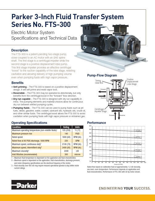 Parker 3-英寸流体传输系统系列 FTS-300 电动机系统规格和技术数据说明书