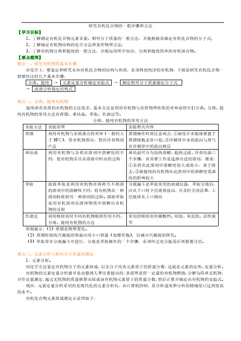 2020年高考化学总复习研究有机化合物的一般步骤和方法(985)