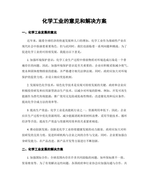 化学工业的意见和解决方案