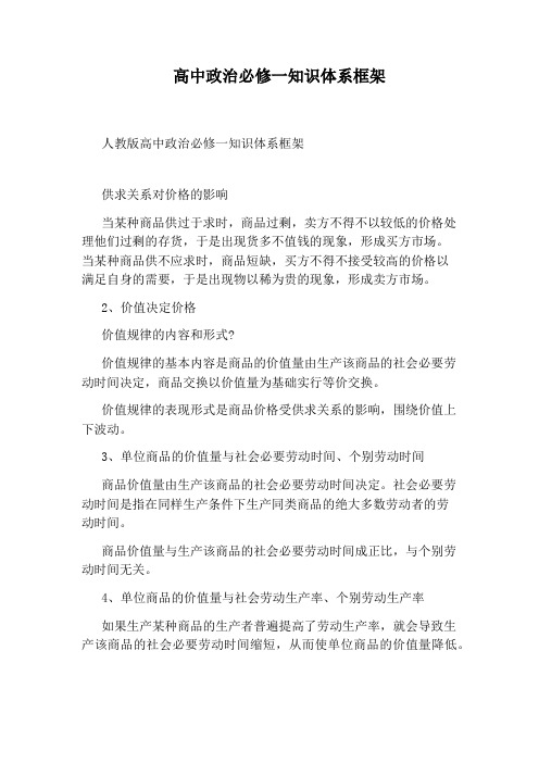 高中政治必修一知识体系框架