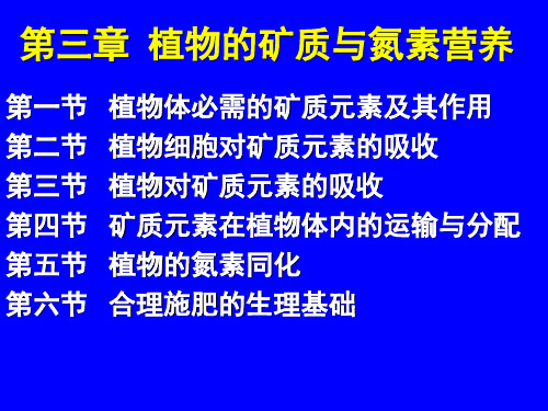 植物的矿质与氮素营养