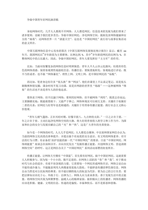 争做中国青年好网民演讲稿