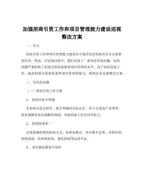 加强招商引资工作和项目管理能力建设巡视整改方案