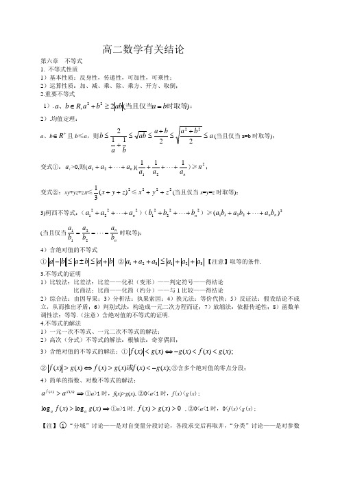 高中数学重要结论集锦