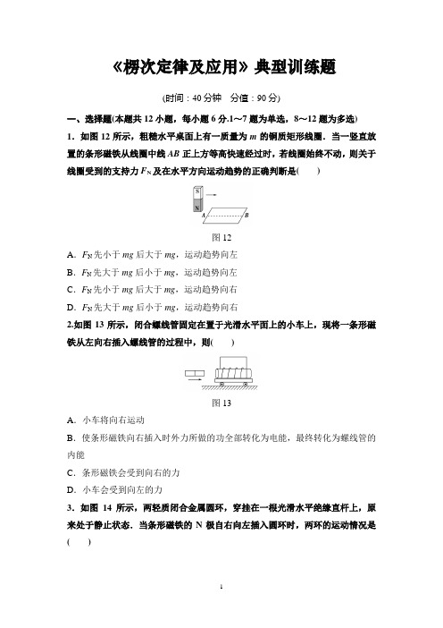 高中物理选修3-2 《楞次定律的应用》典型题强化训练