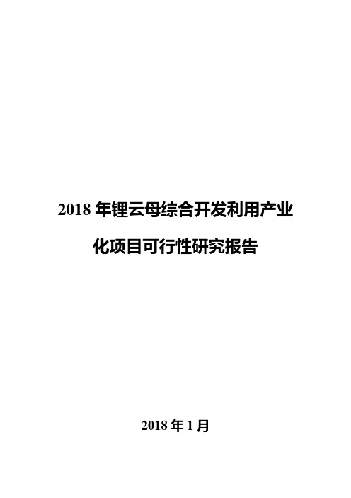 2018年锂云母综合开发利用产业化项目可行性研究报告