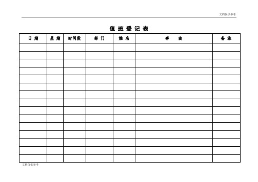 值班登记表