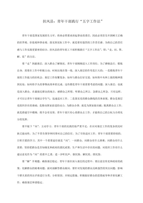 青年干部践行“五字工作法”