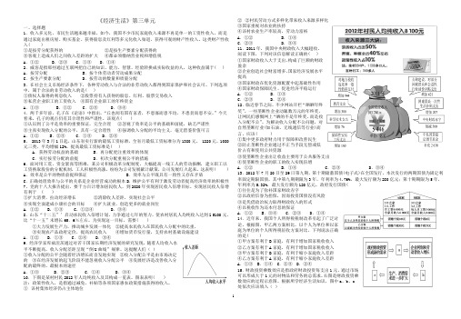 经济生活第三单元 检测卷