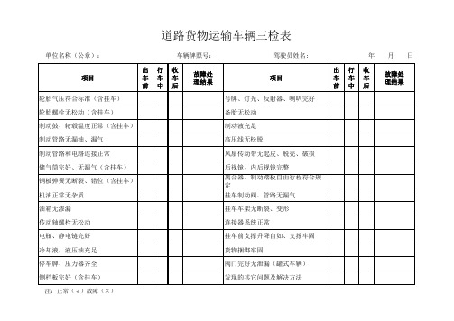 8、道路货物运输车辆三检表