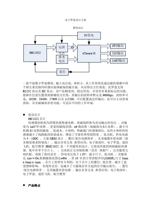 电子罗盘设计方案整体设计一款平面数字罗盘模块输入电压低体积