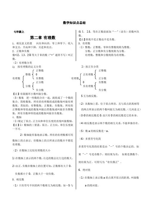 华师大版初中数学知识点总结