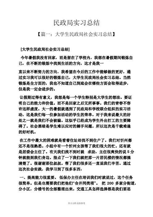 工作总结之民政局实习总结