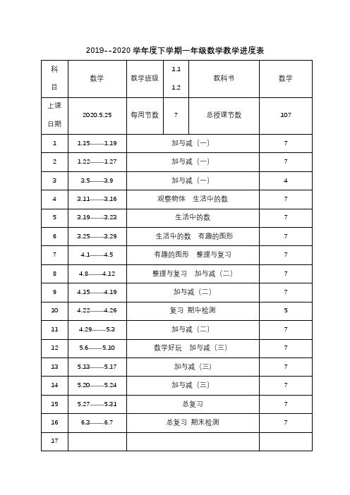 2020年新北师大版一年级下册数学全册word教案