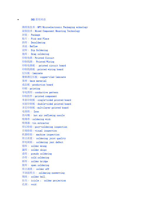 SMD常用术语
