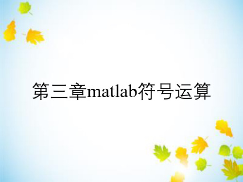 第三章matlab符号运算