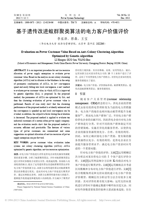 基于遗传改进蚁群聚类算法的电力客户价值评价