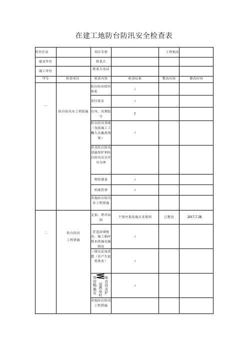 防台防汛安全检查表