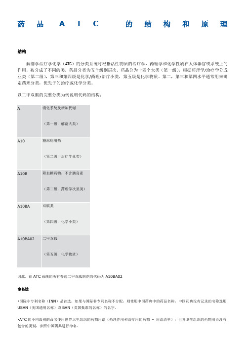 药品命名ATC分类结构和原理