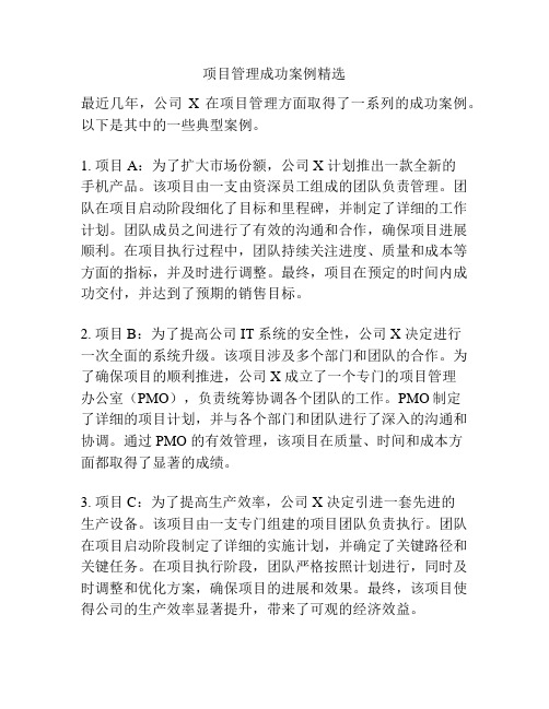 项目管理成功案例精选