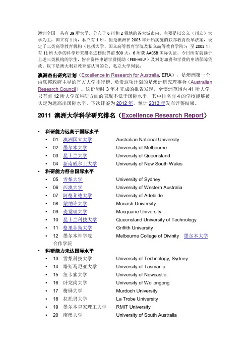 澳洲大学列表