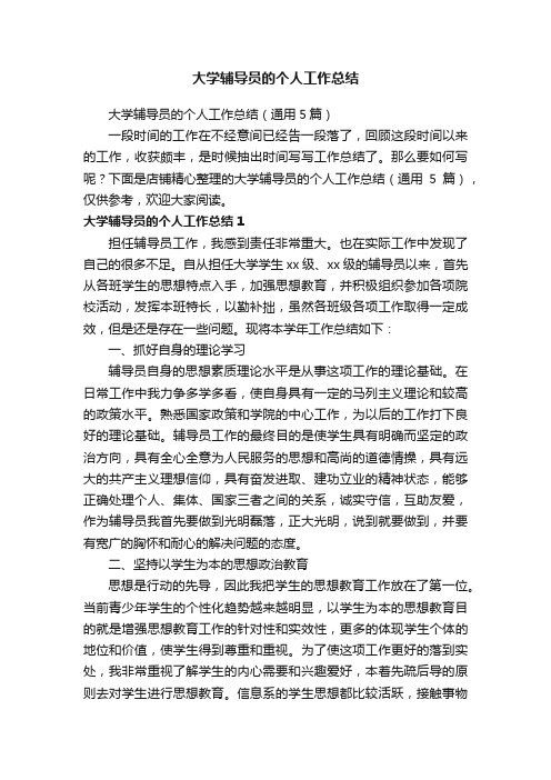 大学辅导员的个人工作总结