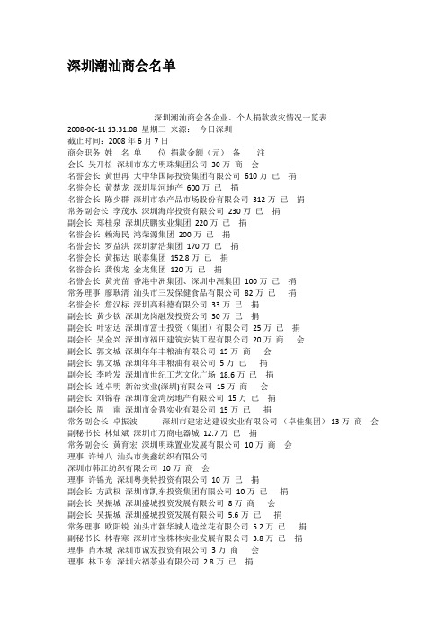 深圳潮汕商会名单