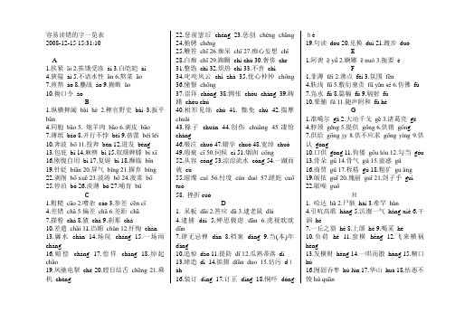 读音易错汉字一览表