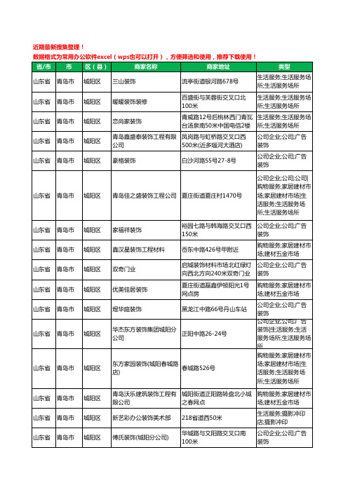 2020新版山东省青岛市城阳区装修公司工商企业公司商家名录名单黄页联系方式电话大全311家