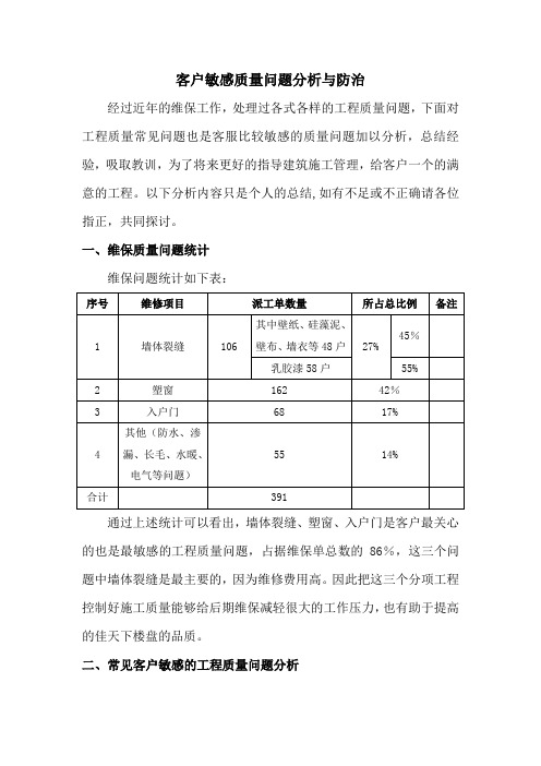 客户敏感质量问题分析