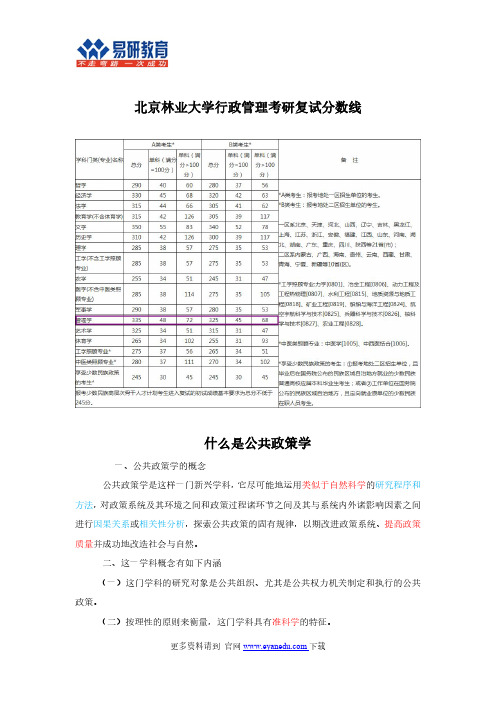 北京林业大学行政管理考研复试分数线