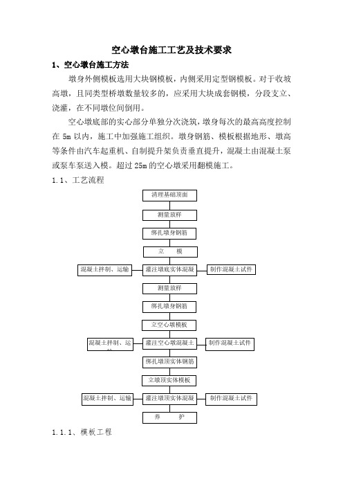 空心墩台施工工艺及技术要求