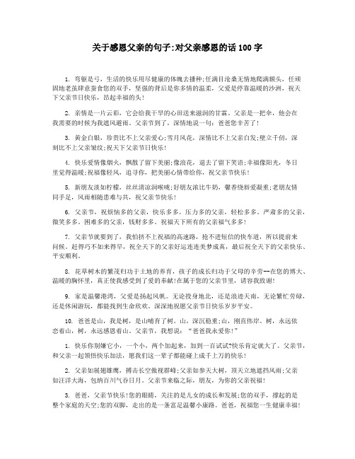 关于感恩父亲的句子对父亲感恩的话100字