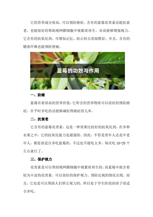 蓝莓的功效与作用,吃蓝莓的好处