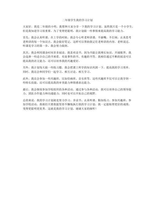 二年级学生我的学习计划