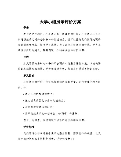 大学小组展示评价方案