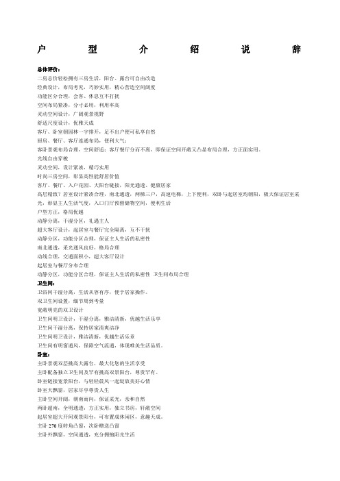 户型介绍说辞精辟