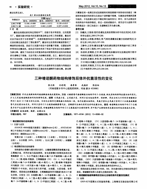 三种喹诺酮药物结构修饰后体外抗菌活性的变化