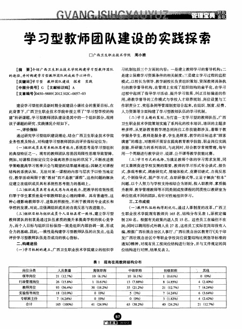 学习型教师团队建设的实践探索