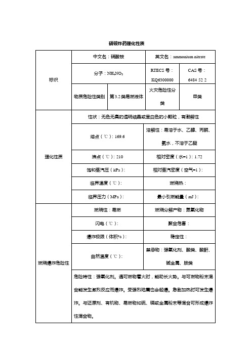 炸药理化特性