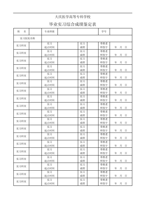 实习鉴定表(正反面打印)