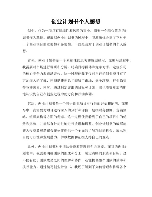 创业计划书个人感想