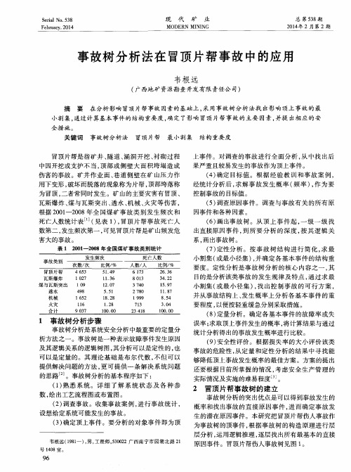 事故树分析法在冒顶片帮事故中的应用