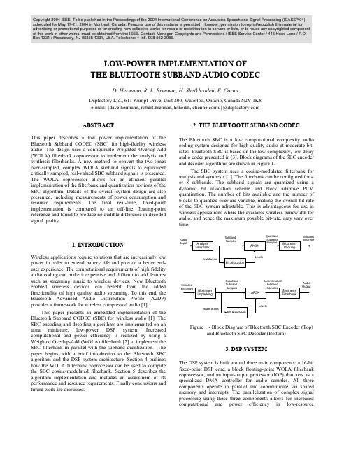 蓝牙子频带音频编解码器的低功率实现-LOW-POWER