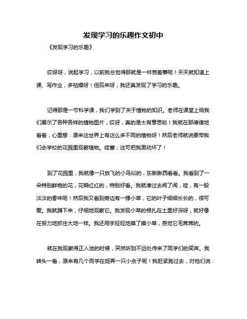 发现学习的乐趣作文初中