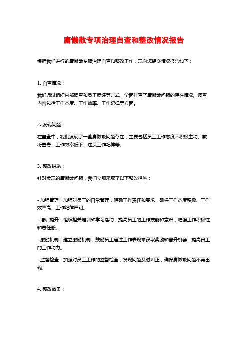 庸懒散专项治理自查和整改情况报告 (2)