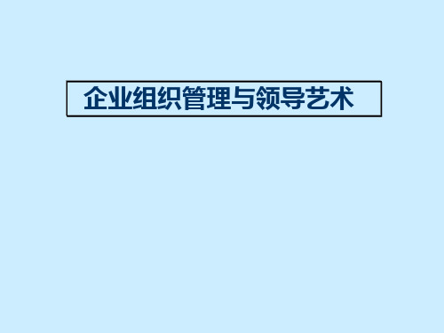 企业组织管理与领导艺术PPT课件讲义