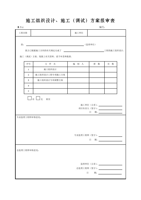 施工组织设计、施工(调试)方案报审表