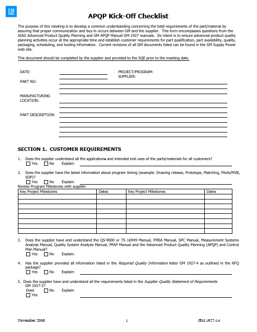 GM 1927-14 Kick-Off_Mtg_Checklist_November_2006