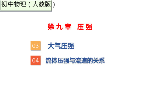 初中物理人教版 八年级下9.3-4 大气压强 、流体压强与流速的关系 课件